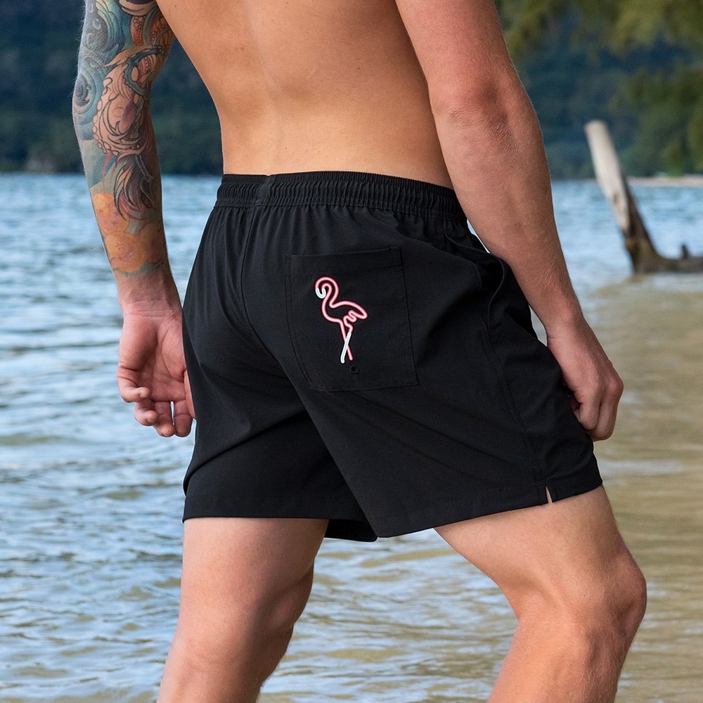 Chubbies | Black Pink Flamingo Liner Swim Trunks Size XXL
